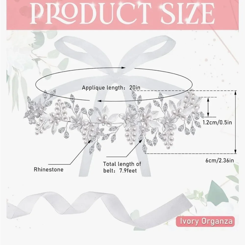 Bridal Belt or Hair Vine Headband Silver Pearl